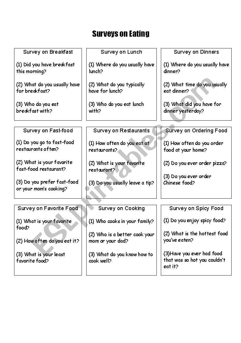 ROLE PLAY TOPIC FOOD worksheet