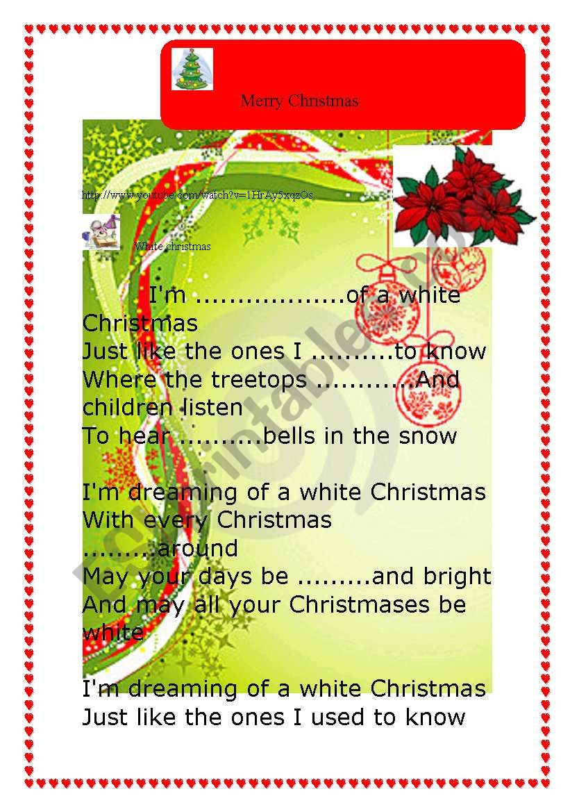 White christmas Shaina Twain worksheet