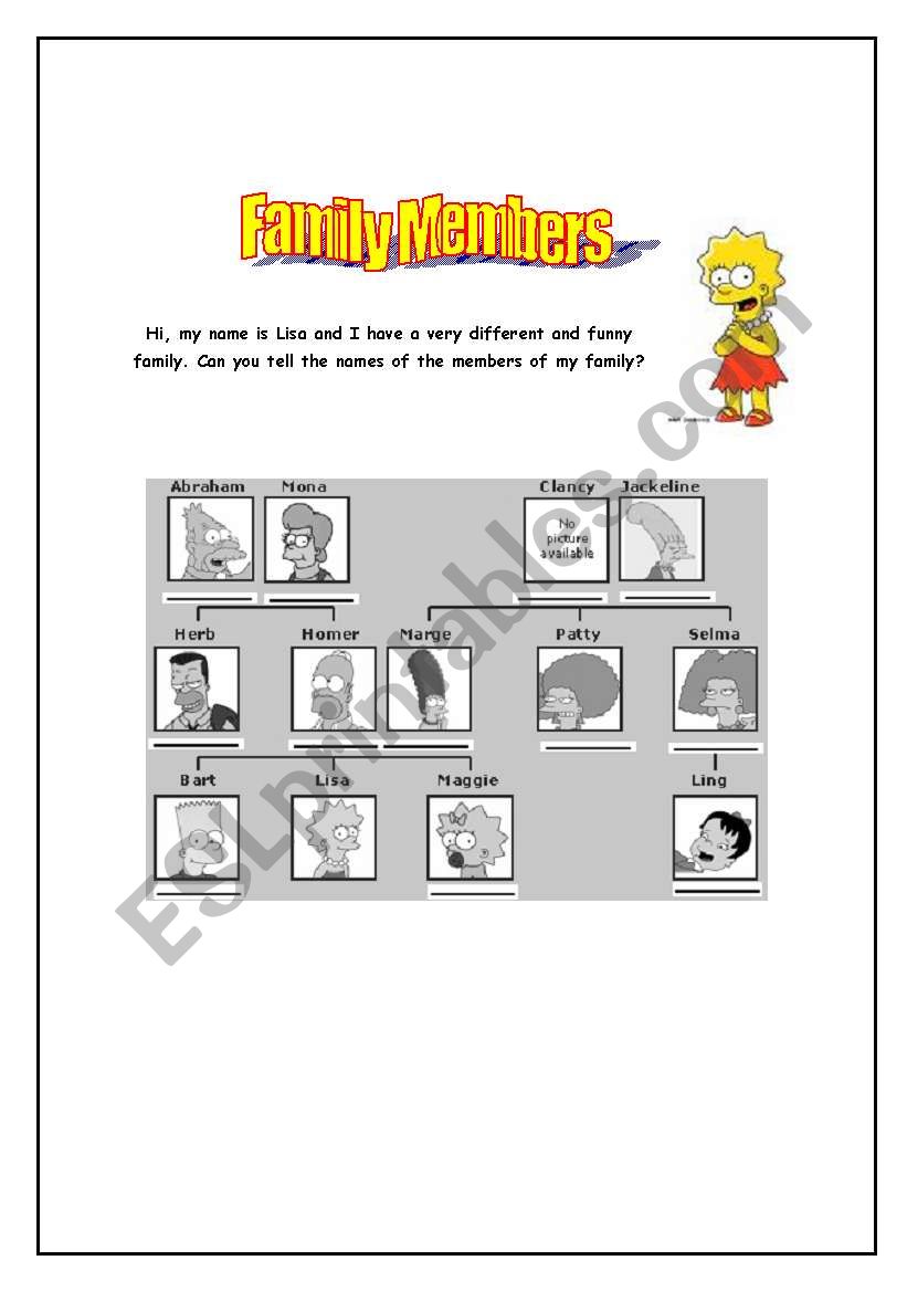 Simpsons Family  worksheet