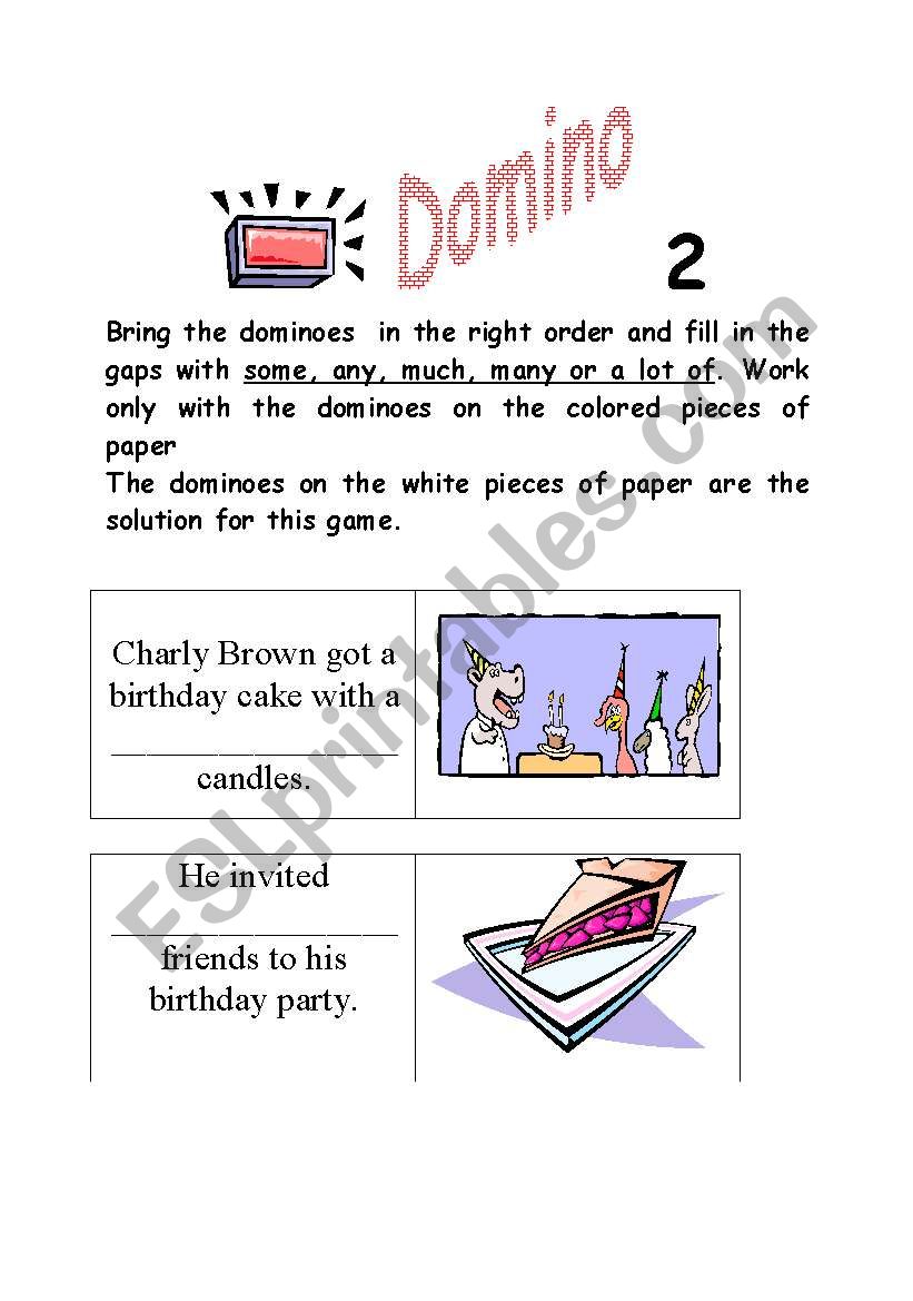 MUCH MANY DOMINO part 2 worksheet