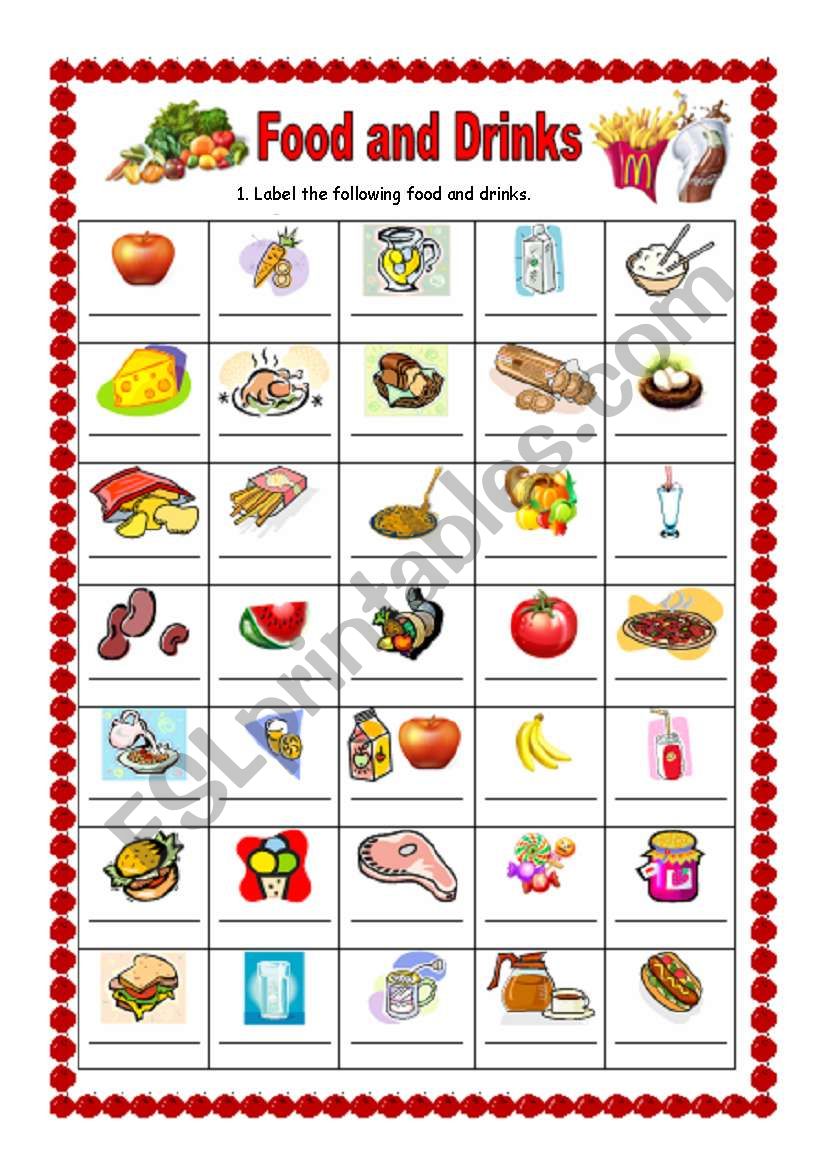 Food and Drinks worksheet