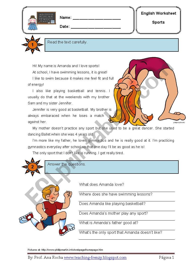 Sports and Simple Present WS worksheet