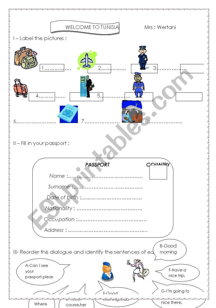 WELCOME TO TUNISIA worksheet