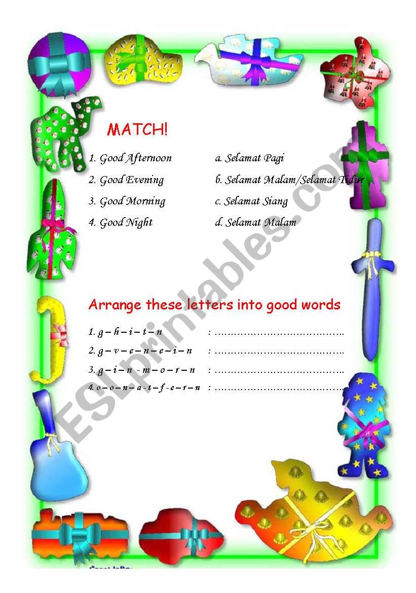 GrEEtingS Exercise worksheet