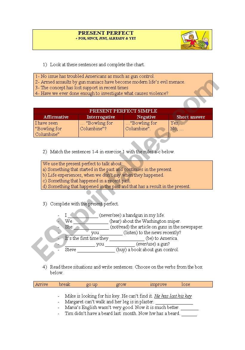 PRESENT PERFECT worksheet