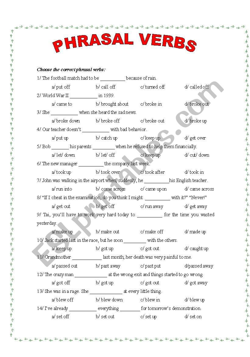 phrasal verbs worksheet