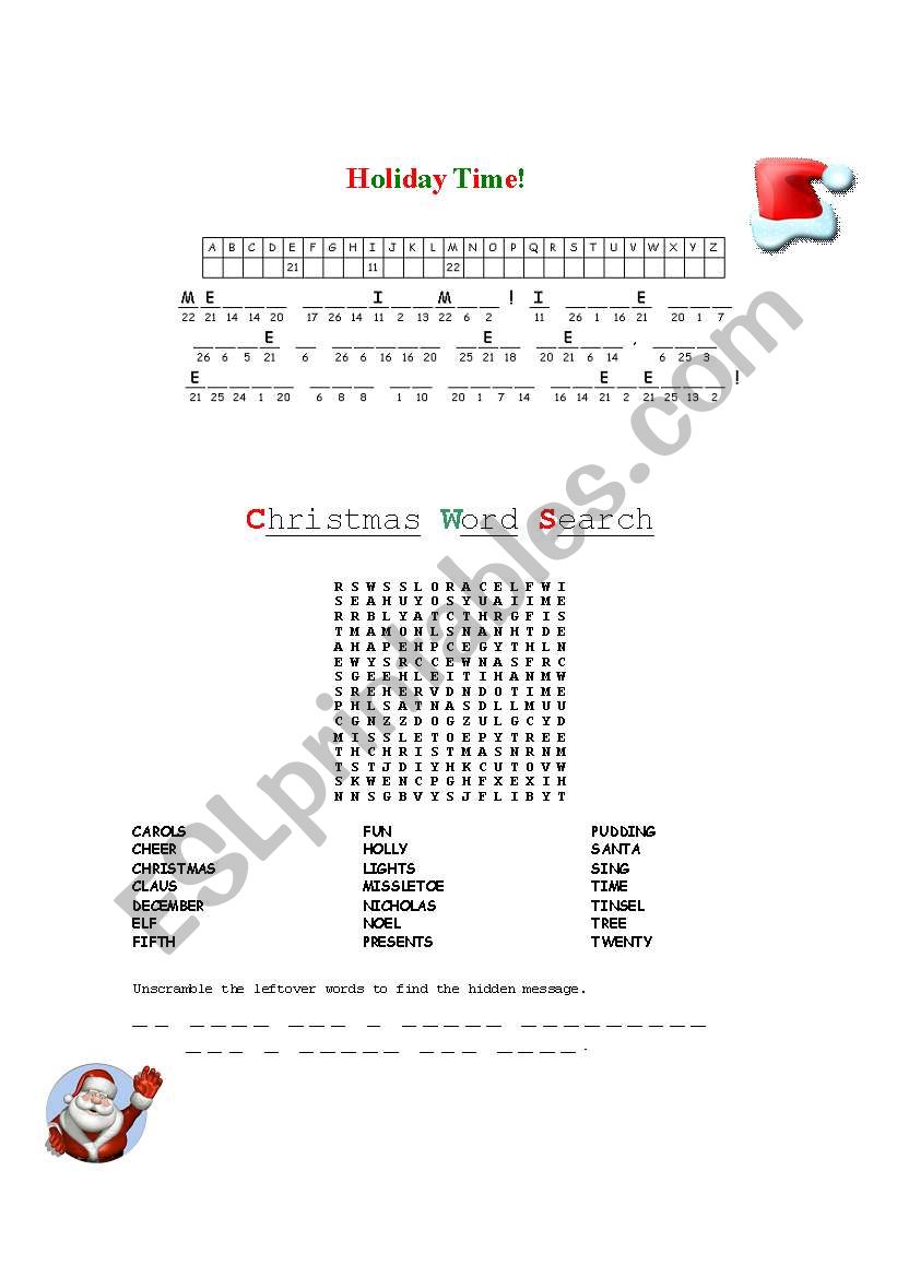 christmas activity sheet ~ the colour version