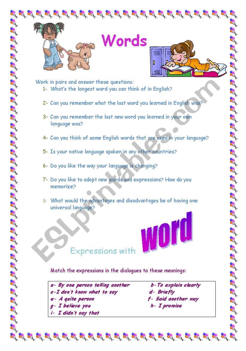 Words worksheet