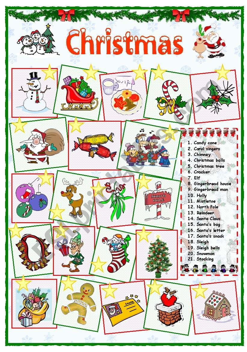 Christmas Vocabulary 1 Of 2 ESL Worksheet By Mpotb