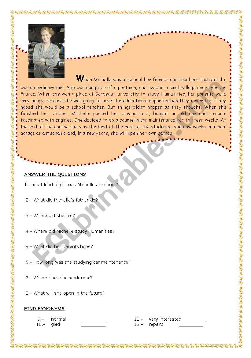 Reading Comprehension worksheet