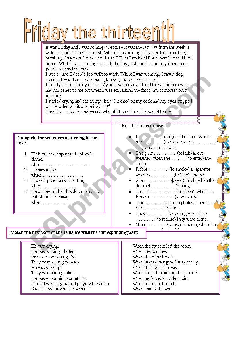 Friday the thirteenth 2 worksheet