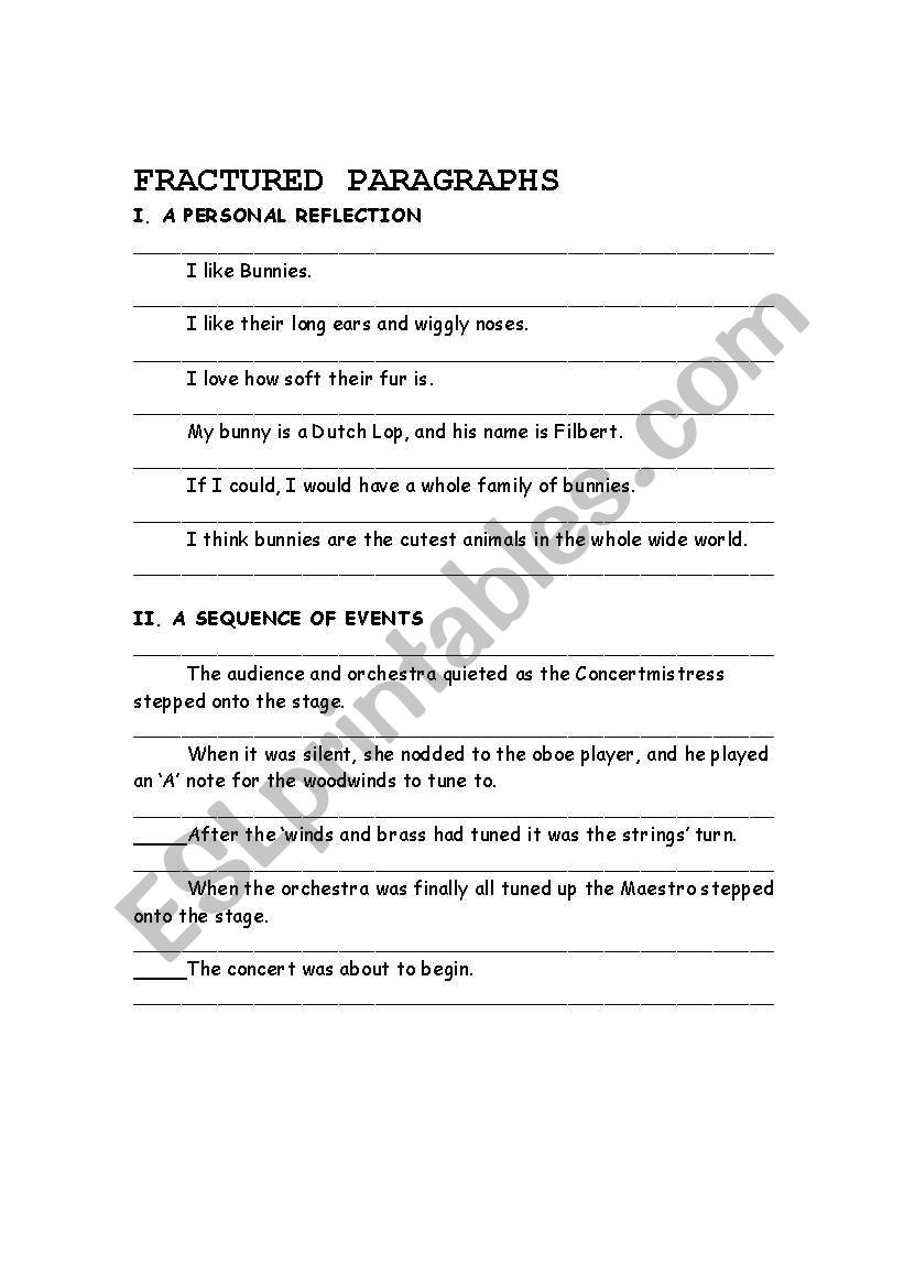 Fractured Paragraphs worksheet