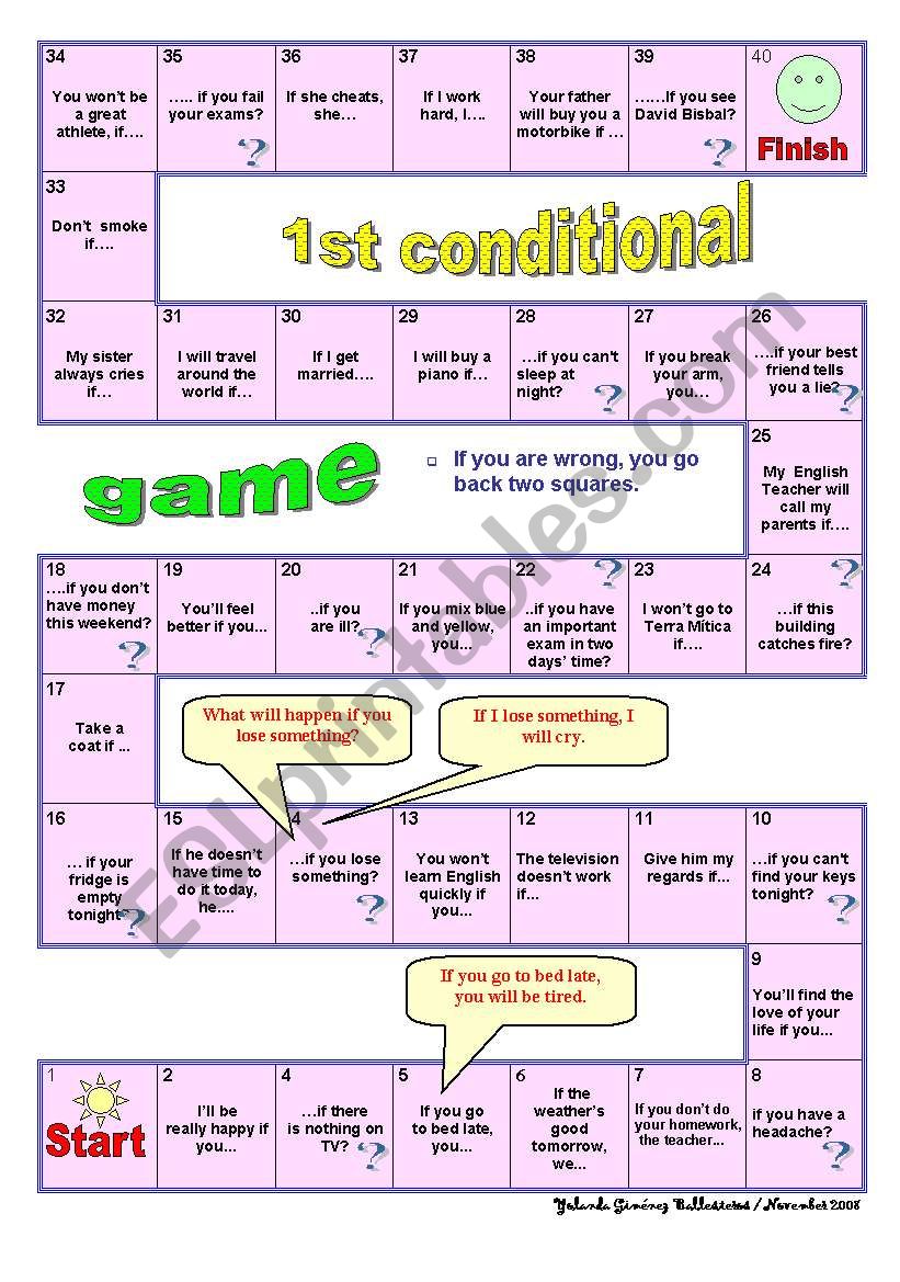 1st Conditional Game worksheet