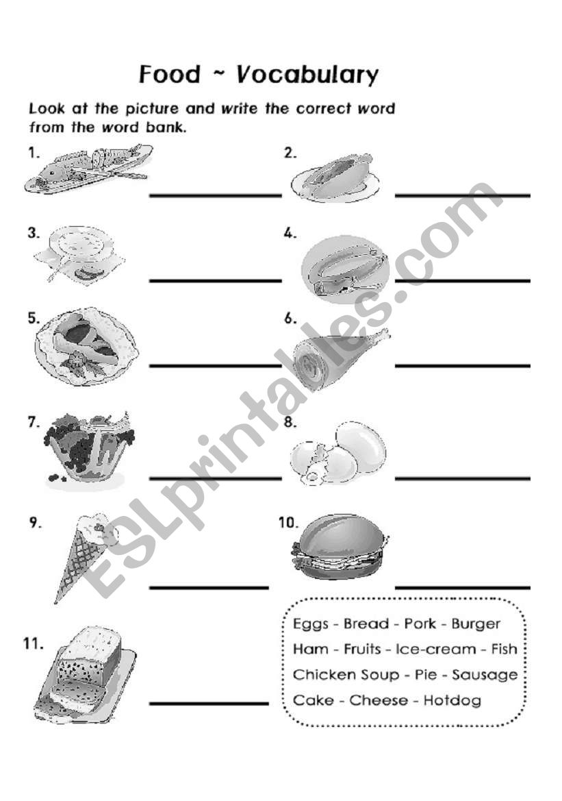 FOOD VOCABULARY worksheet