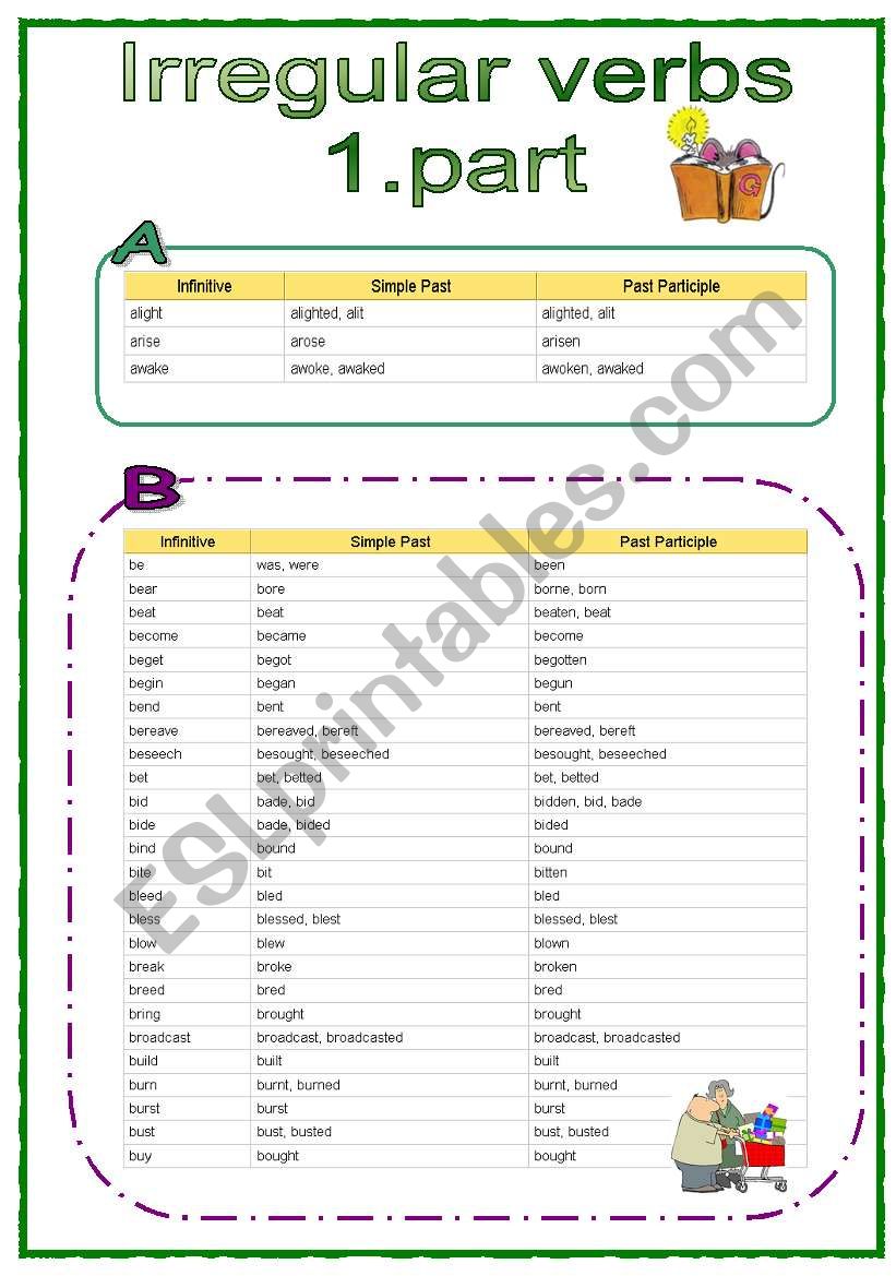 Irregular verbs - 1.Part worksheet