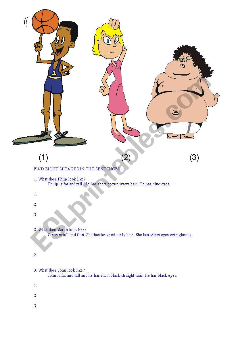 Describing people worksheet