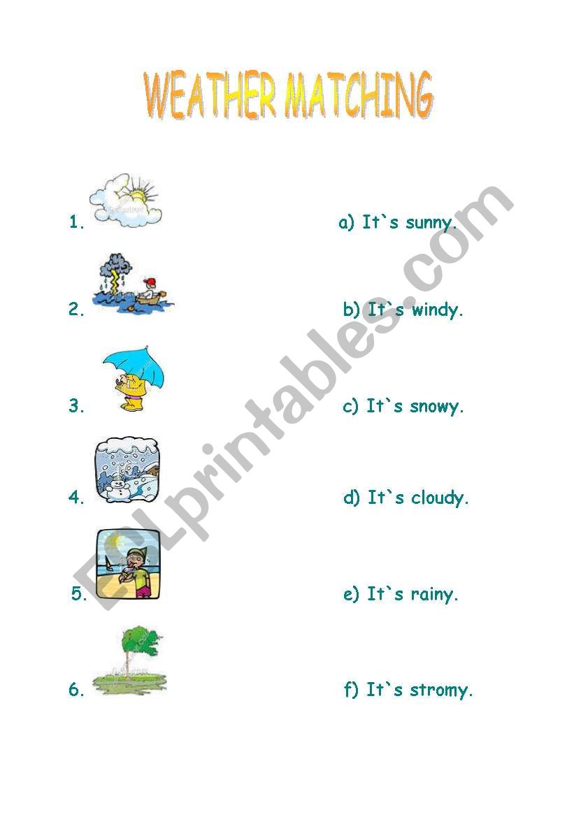 Weather matching worksheet