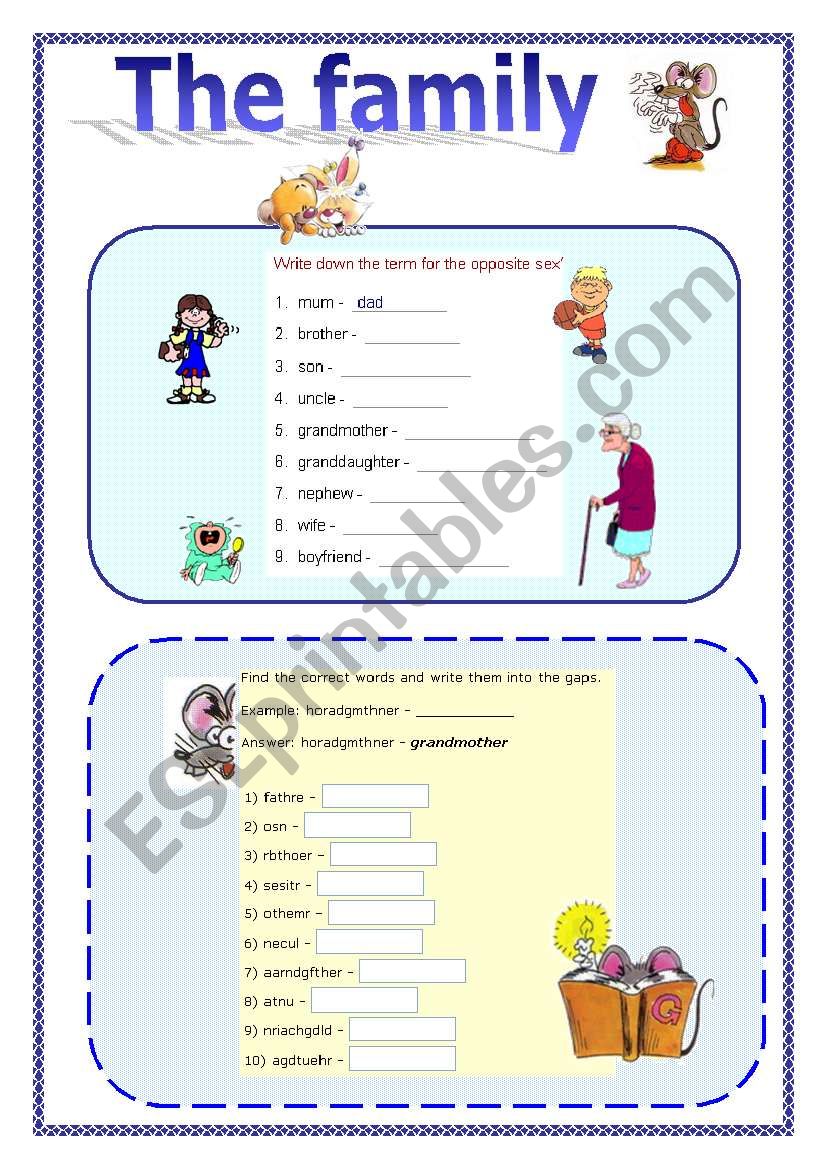 The family exercises worksheet