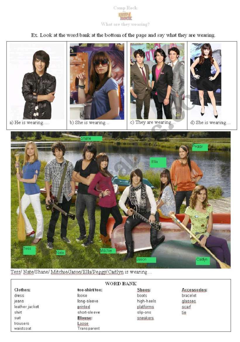 Camp Rock Fashion worksheet