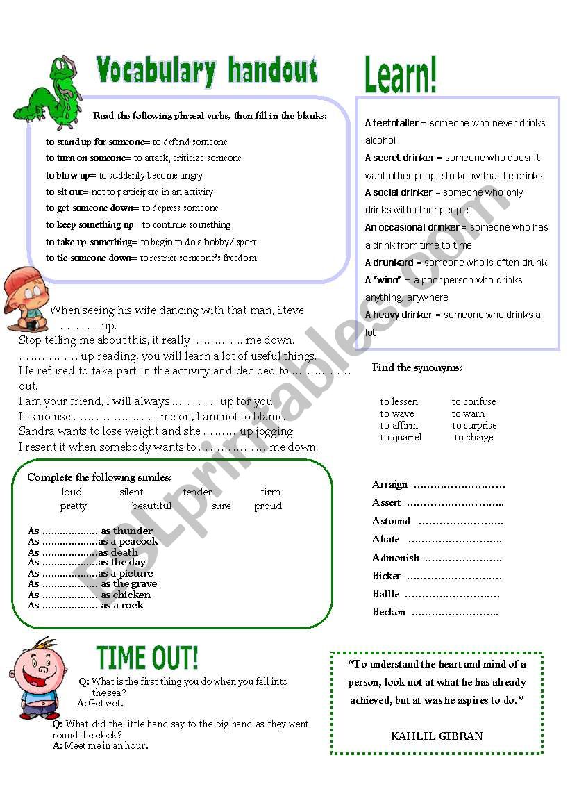 VOCABULARY HANDOUT 3 worksheet