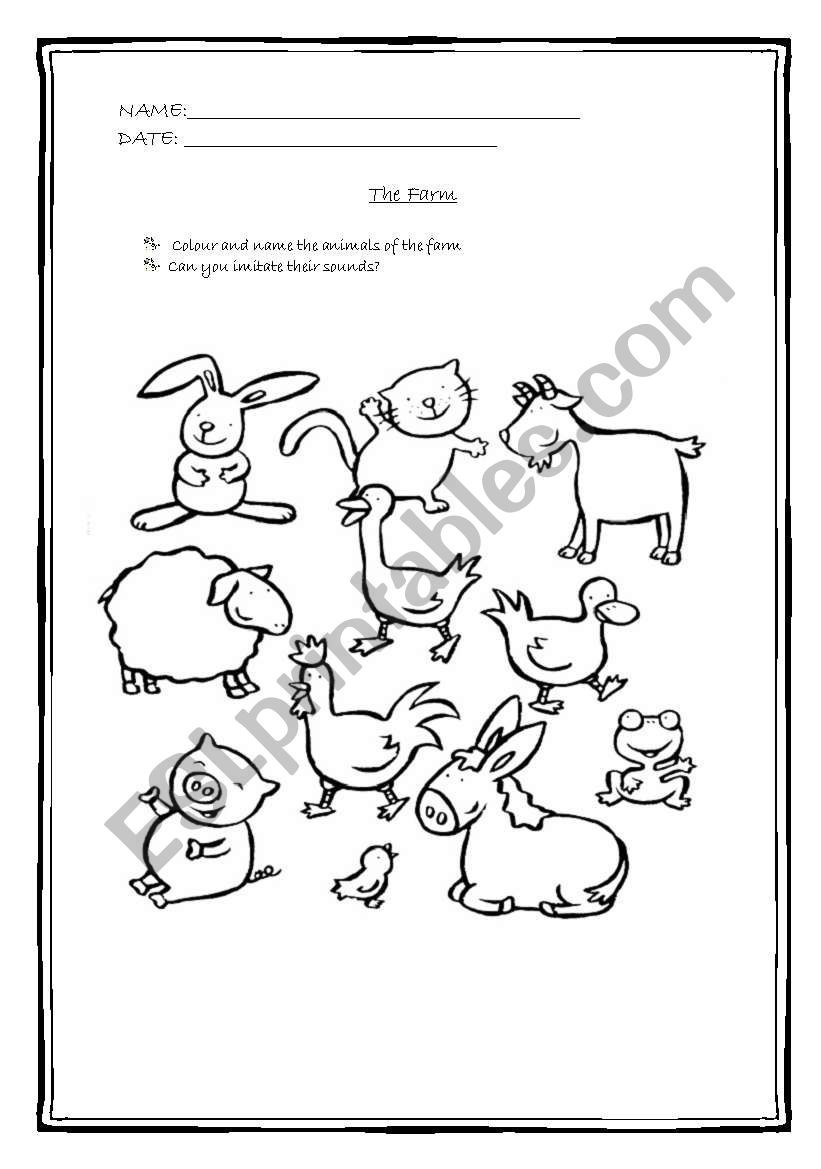 Animals of the farm worksheet