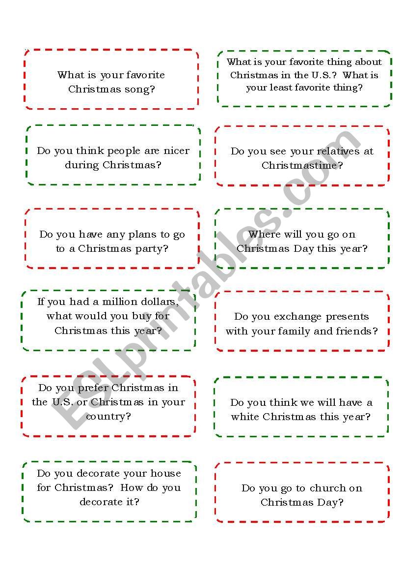 Christmas Mingle:  Conversation cards