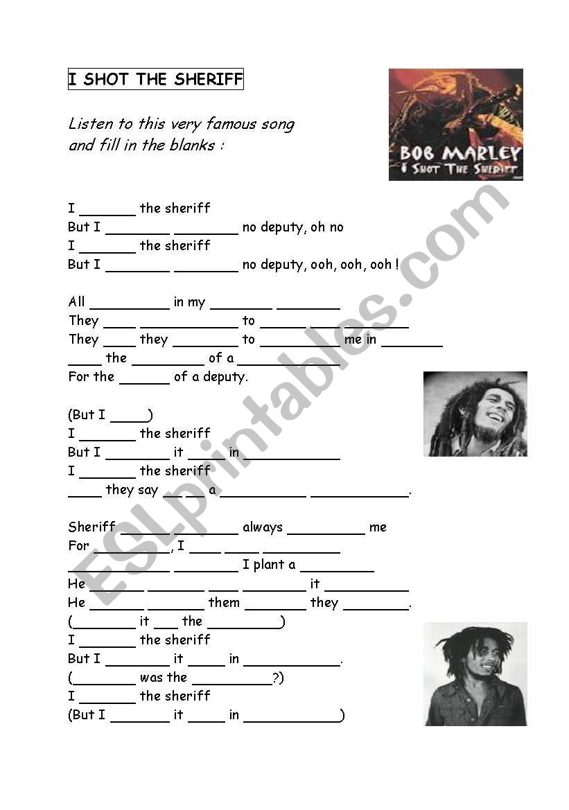 I SHOT THE SHERIFF worksheet