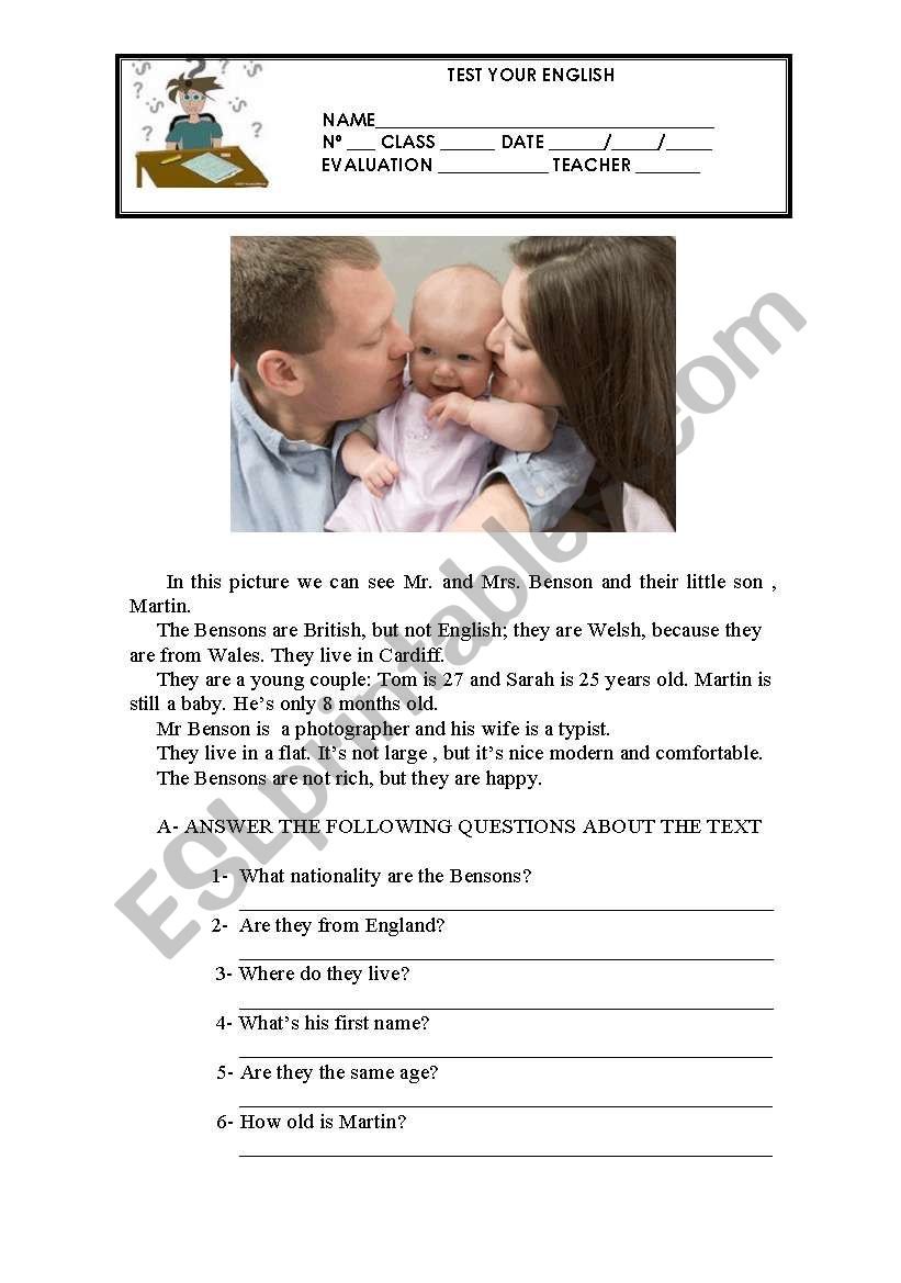 Test Your English -Beginners worksheet