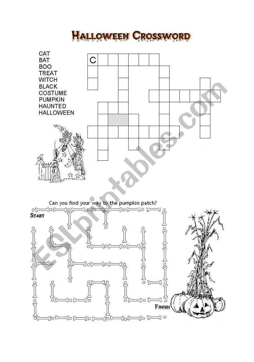 Halloween crossword worksheet