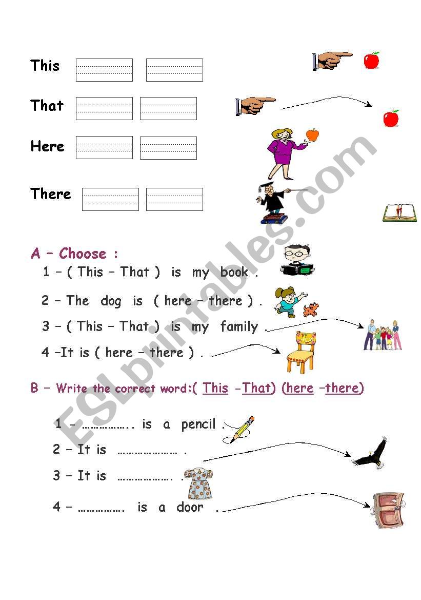 Demonstratives worksheet