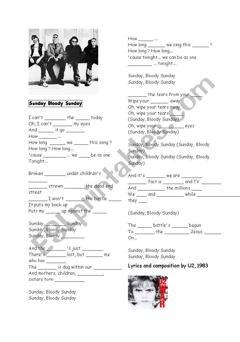 Sunday Bloody Sunday worksheet