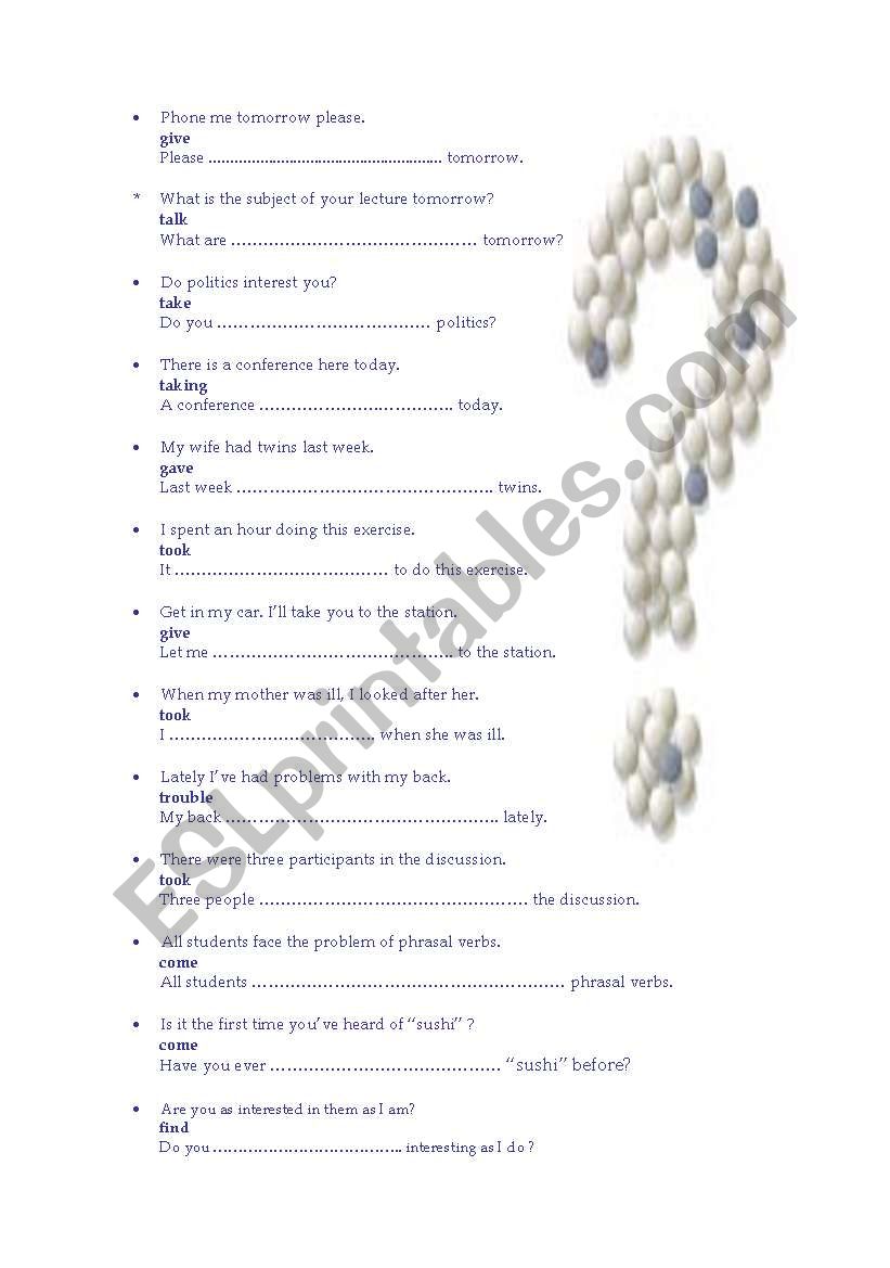 !!!  PARAPHRASING !!! worksheet