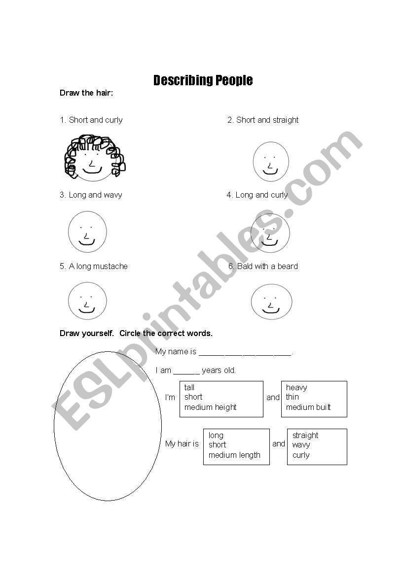 describing people worksheet
