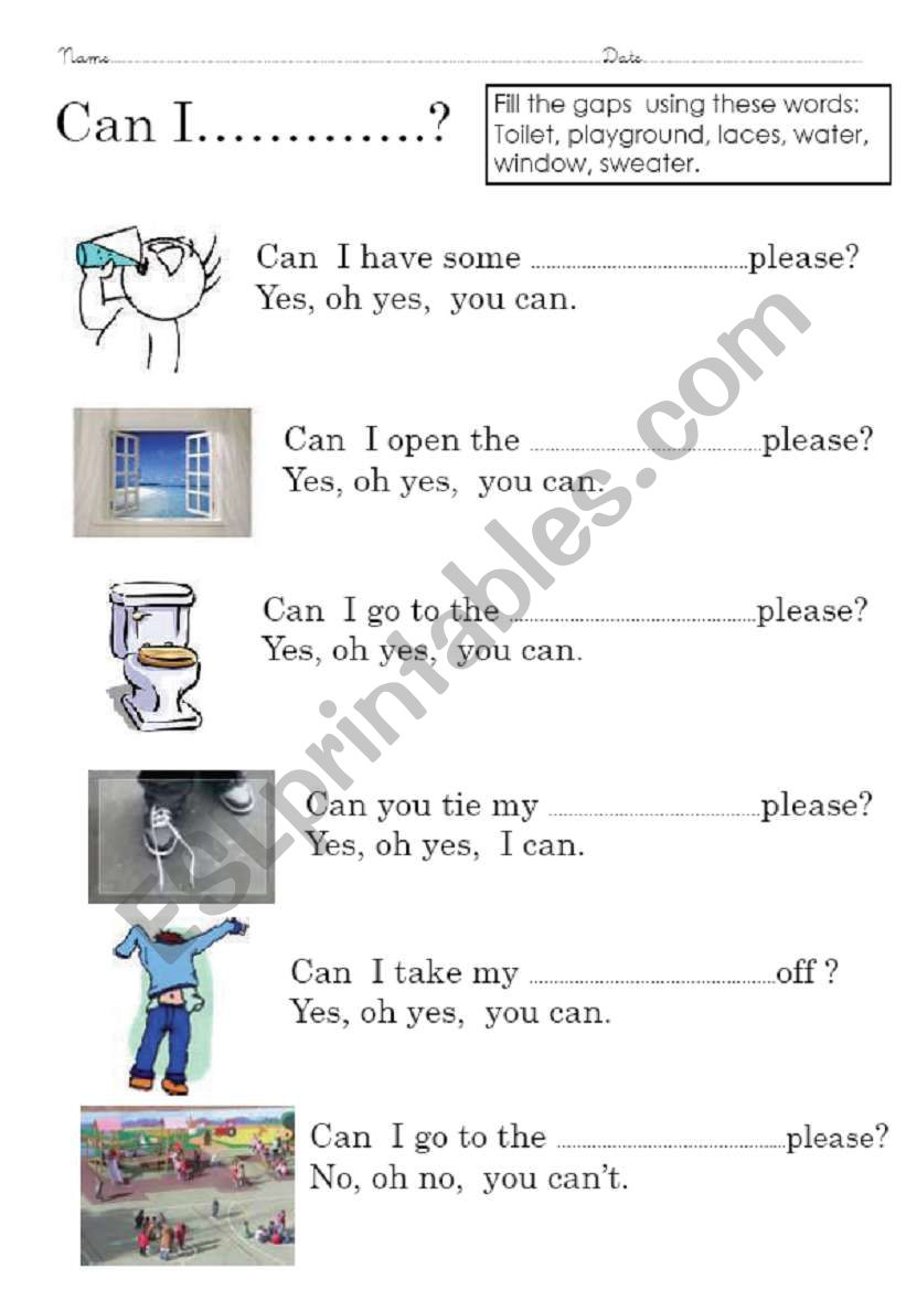 CAN I.....? worksheet