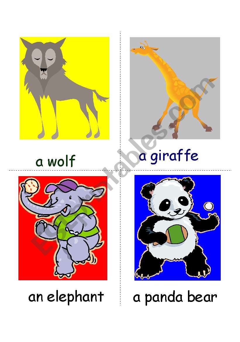 animals flash-card worksheet