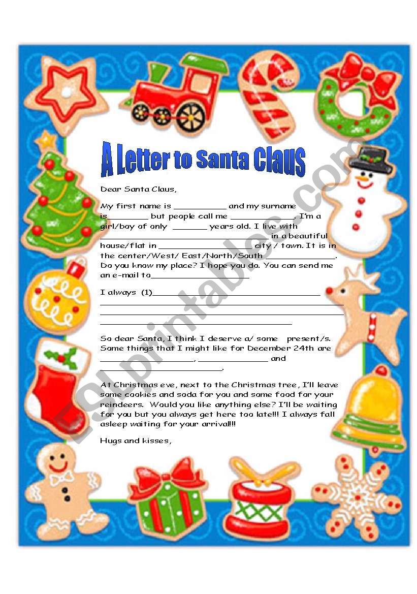 A Letter to Santa Claus worksheet