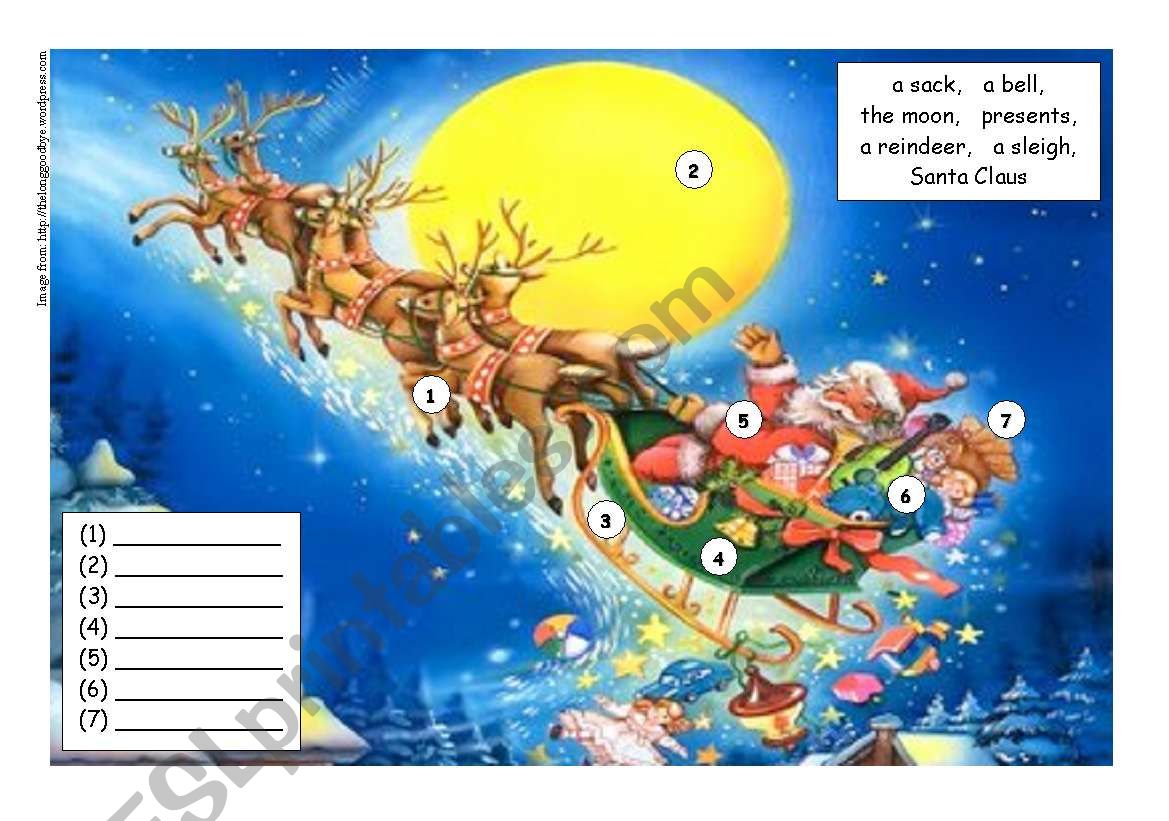 santa - easy vocabulary worksheet