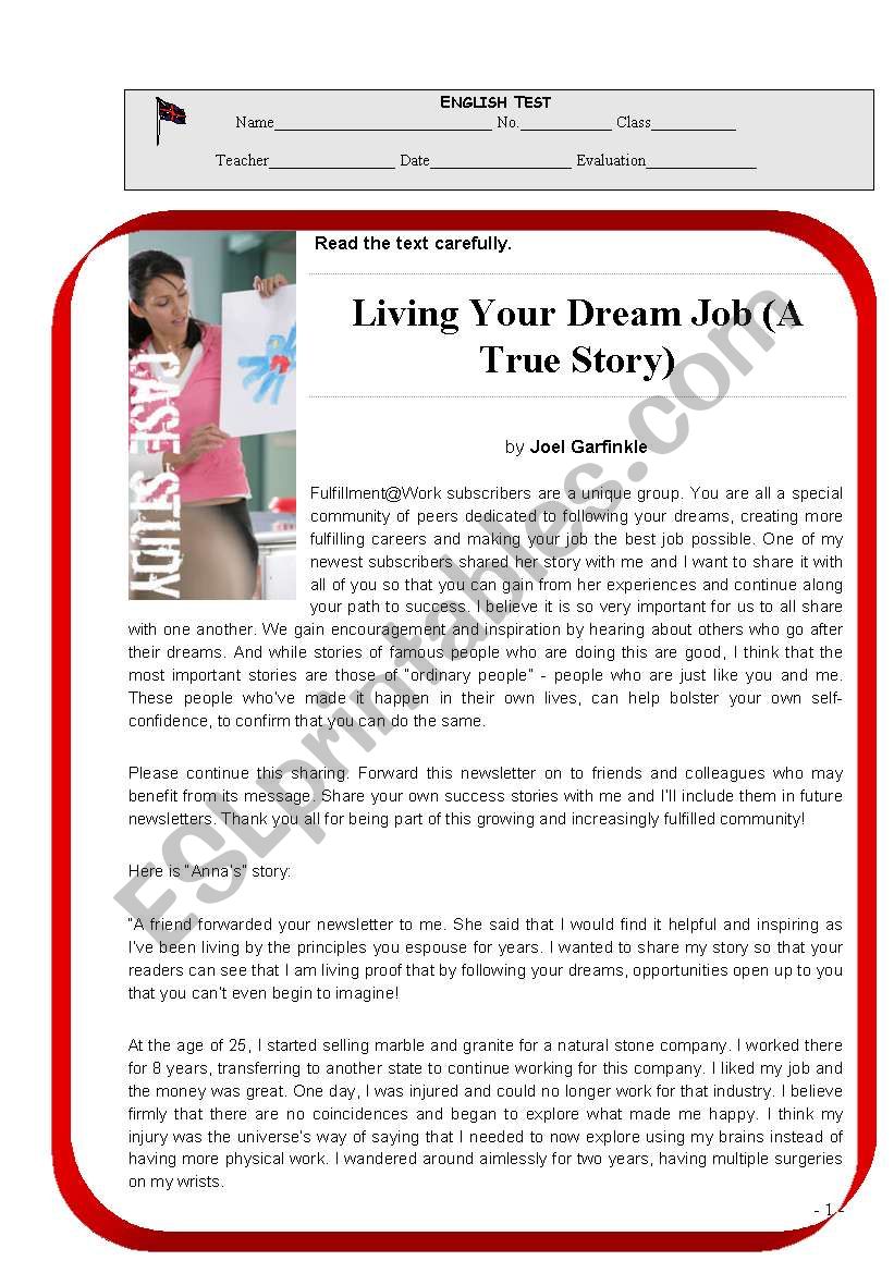 a dream job story essay
