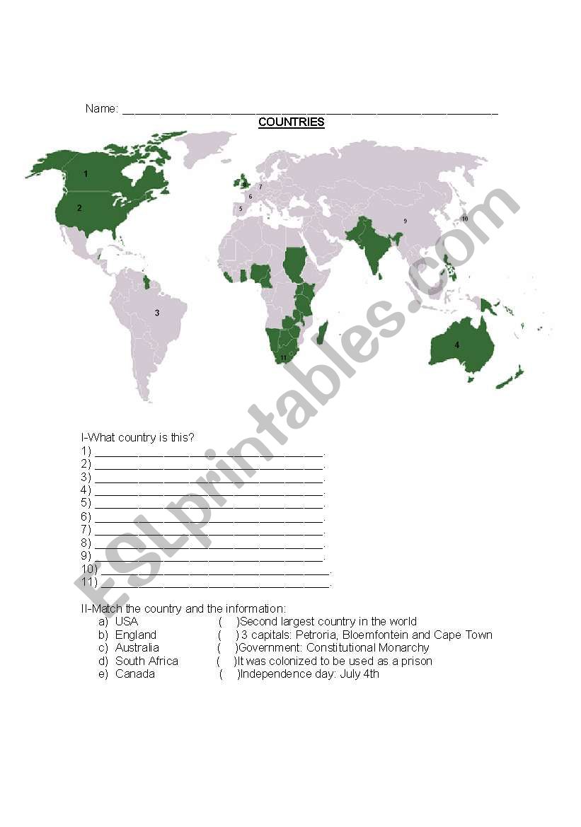 Some Countries worksheet