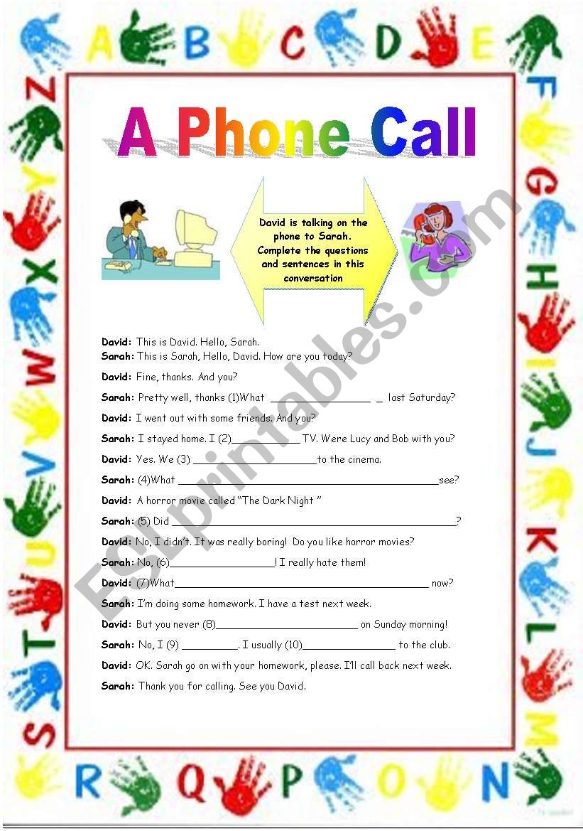 A phone call worksheet