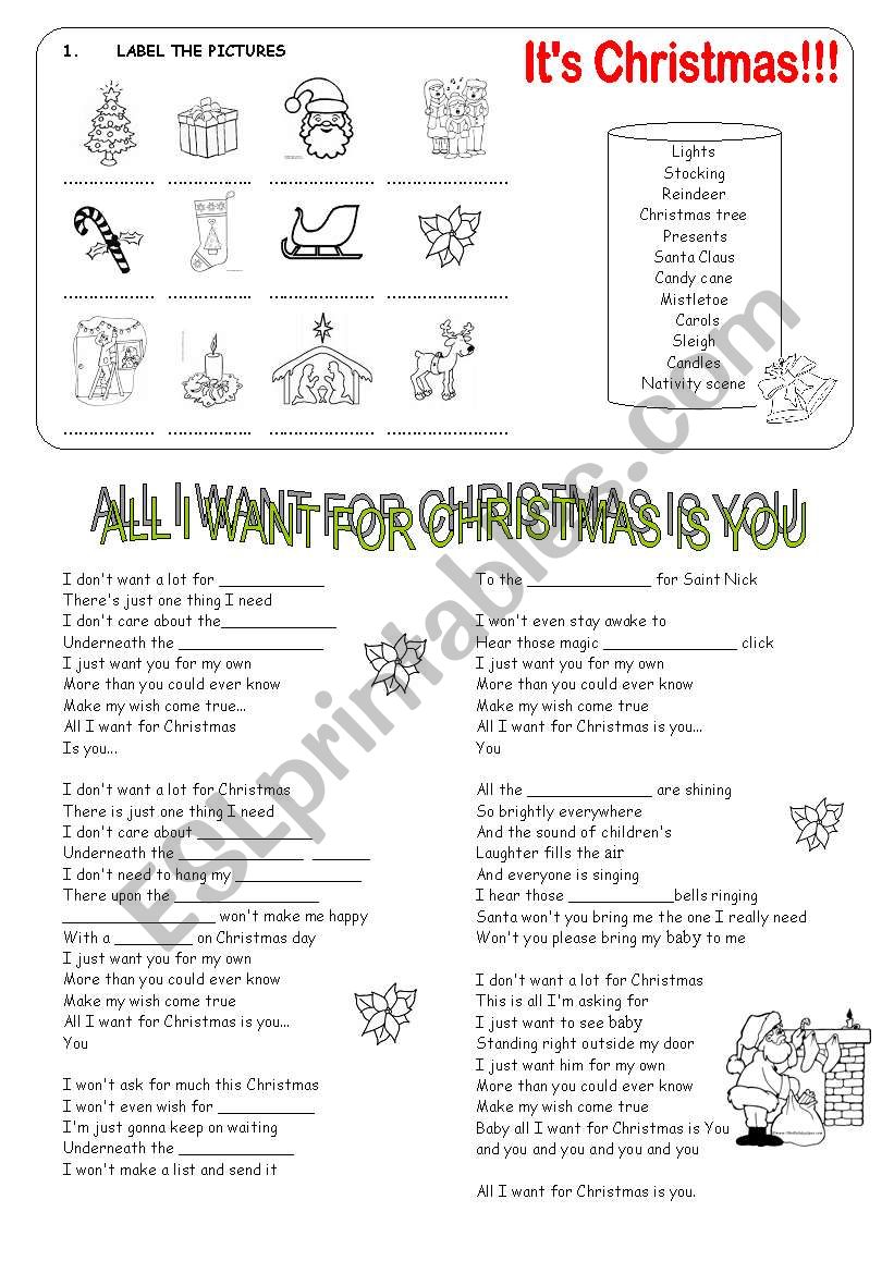 All I want for Christmas worksheet