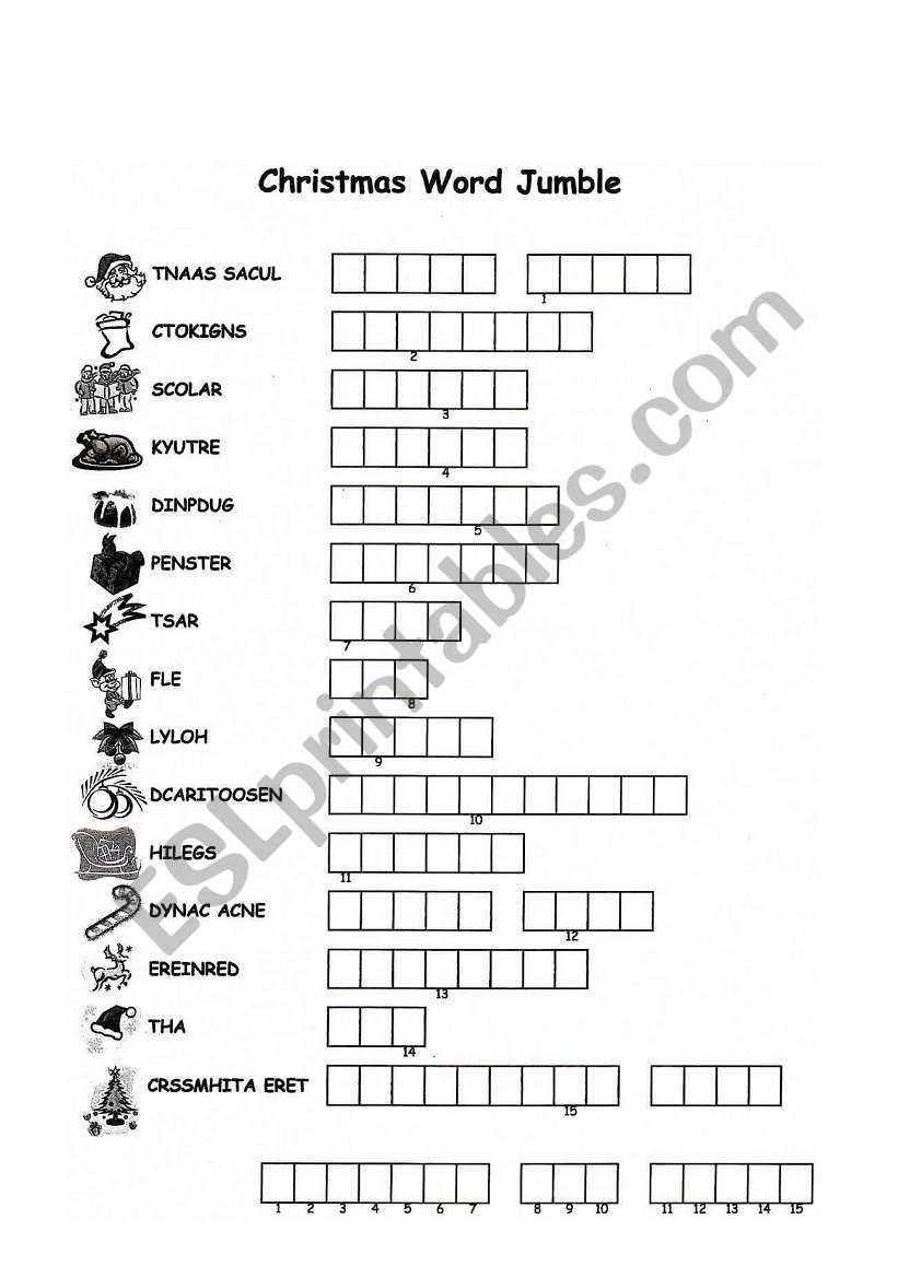 Christmas Word Jumble worksheet