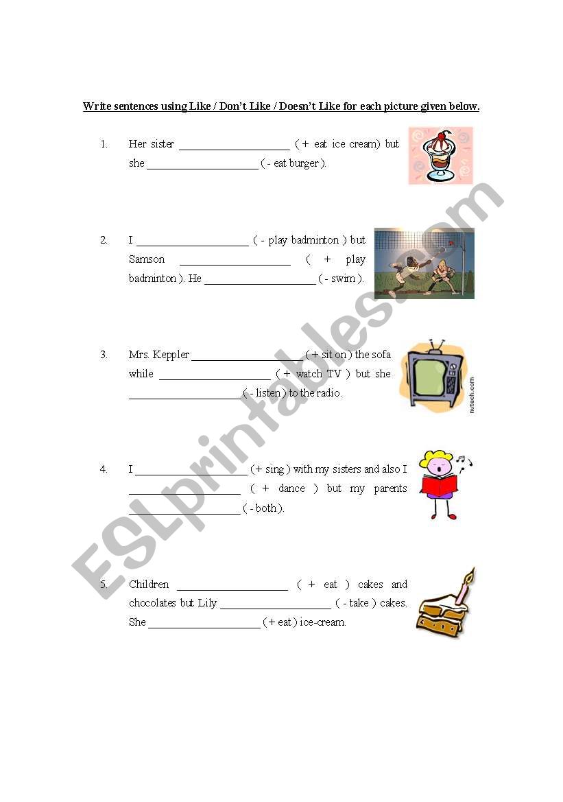 Verb To-Do : Like/Likes worksheet