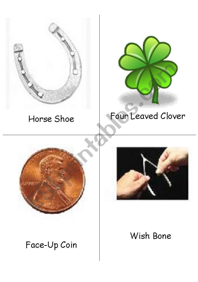Good Luck Charms  Flash Cards worksheet