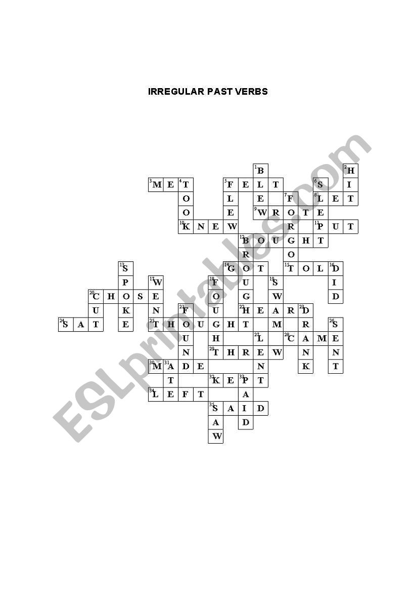 IRREGULAR  VEBS (PUZZLE) worksheet