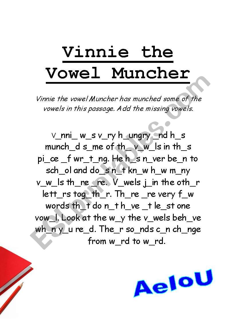 Vinnie the vowel muncher - fill in the blanks
