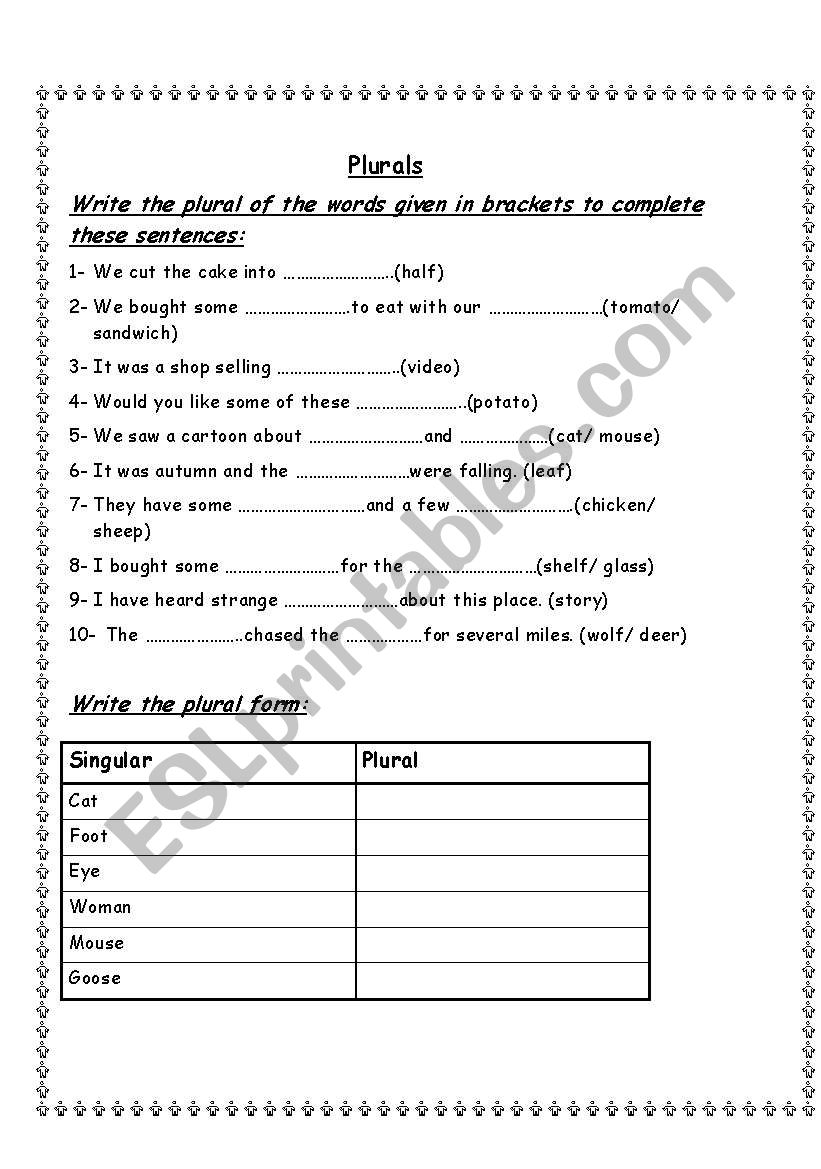 Plural worksheet