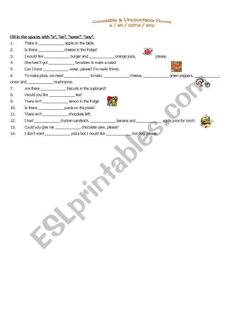 countables and uncountables worksheet