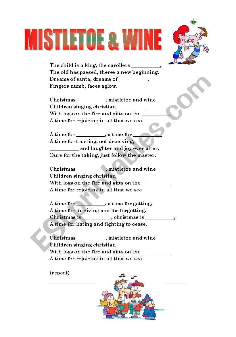 Mistletoe and Wine Song worksheet