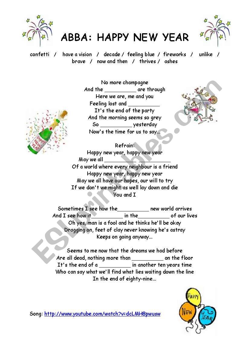 Abba: Happy New Year worksheet